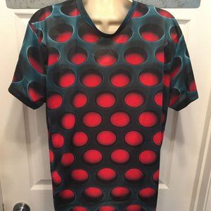 New Men's Geometric Shape Short Sleeve Pullover 3D T-Shirt Cool Size Medium M